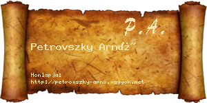 Petrovszky Arnó névjegykártya